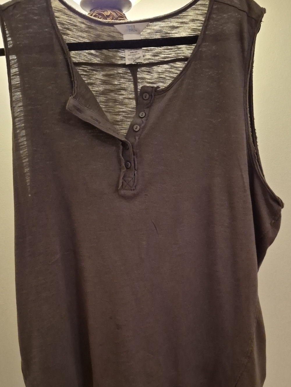 Sleeveless Henley Tank Top in Olive by